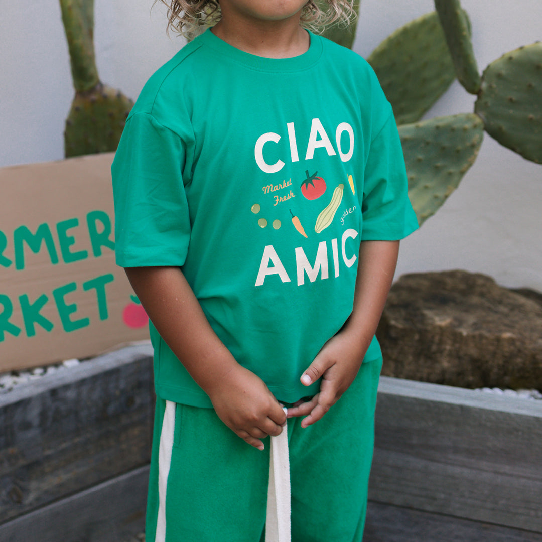 Ciao Amici Mid Sleeve Tee Leafy Green