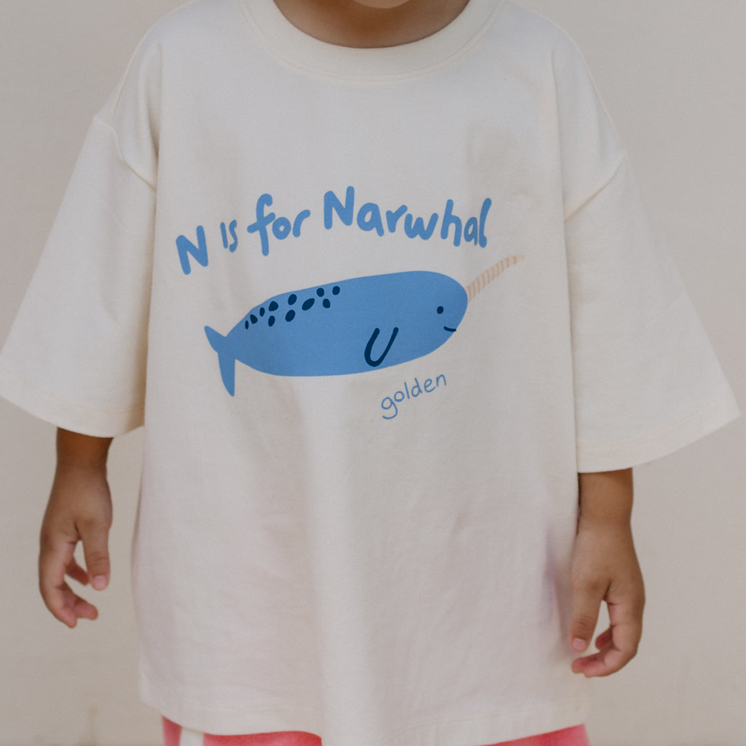 Narwhal Mid Sleeve Tee Buttercream