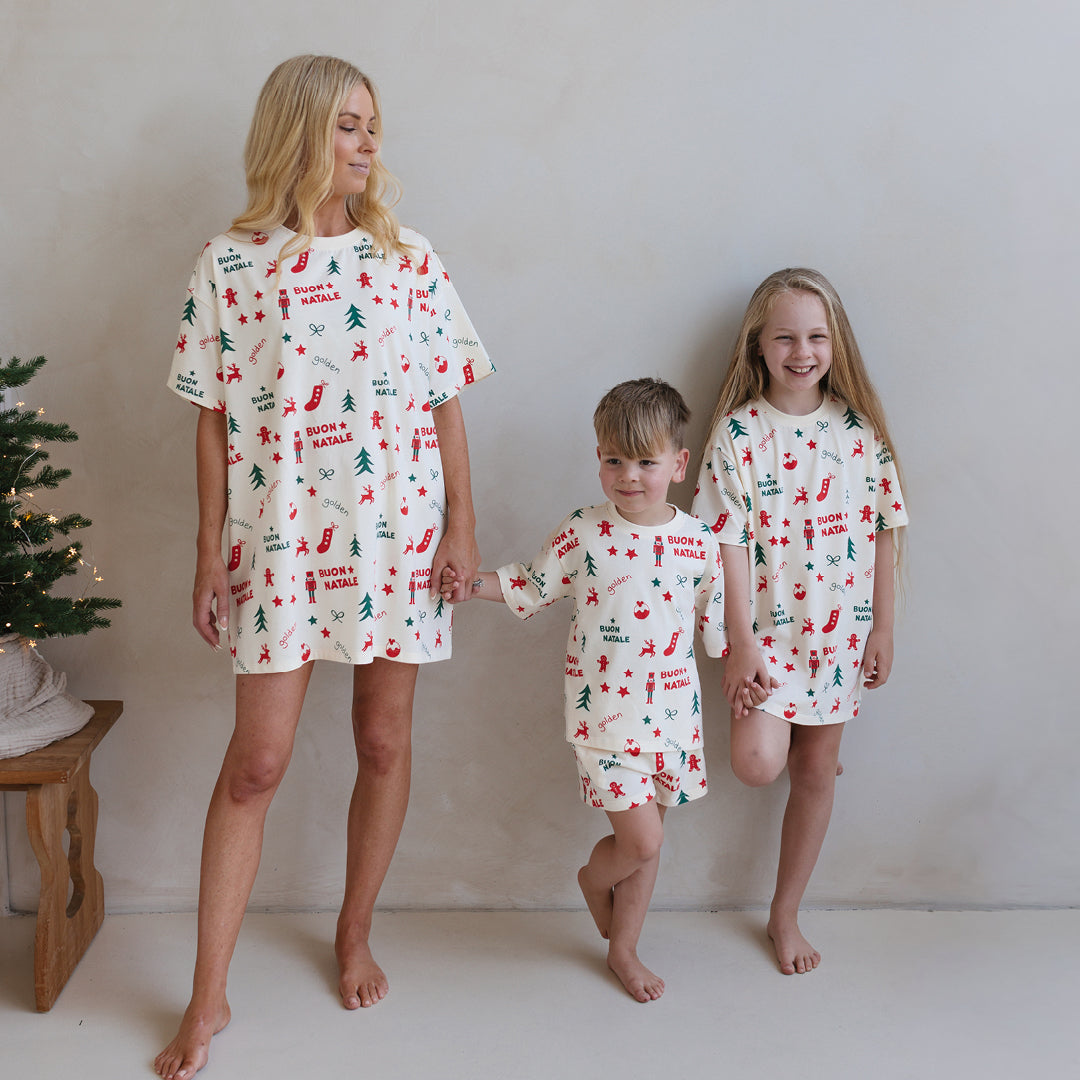 Buon Natale Christmas Nightie Yardage Buttercream