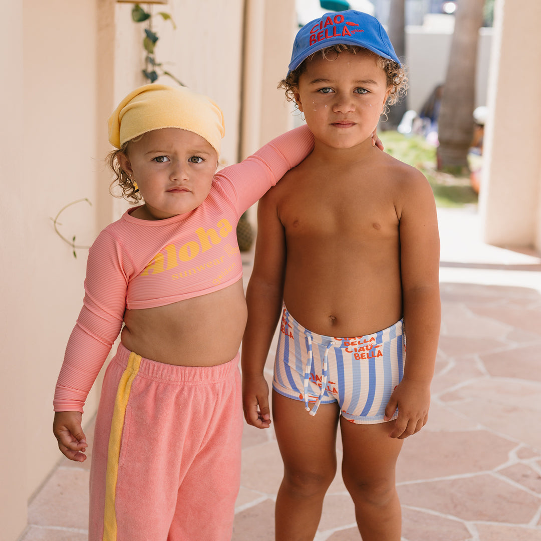 Ciao Bella Swim Trunks Buttercream / Pool Blue Stripe