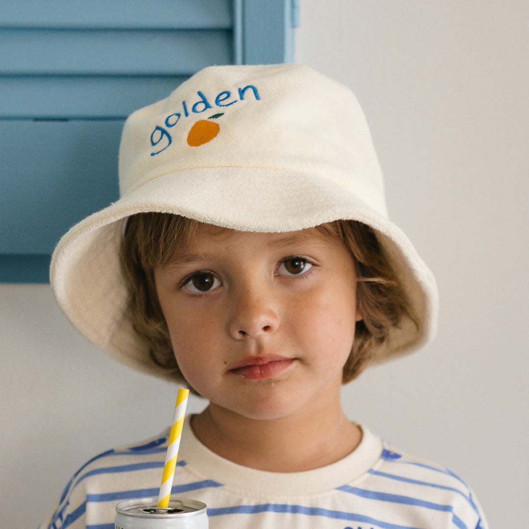 Retro Golden Orange Bucket Hat Cream