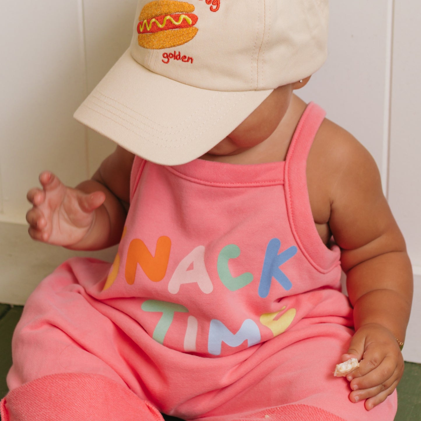 Snack Time Overalls Meringue Pink