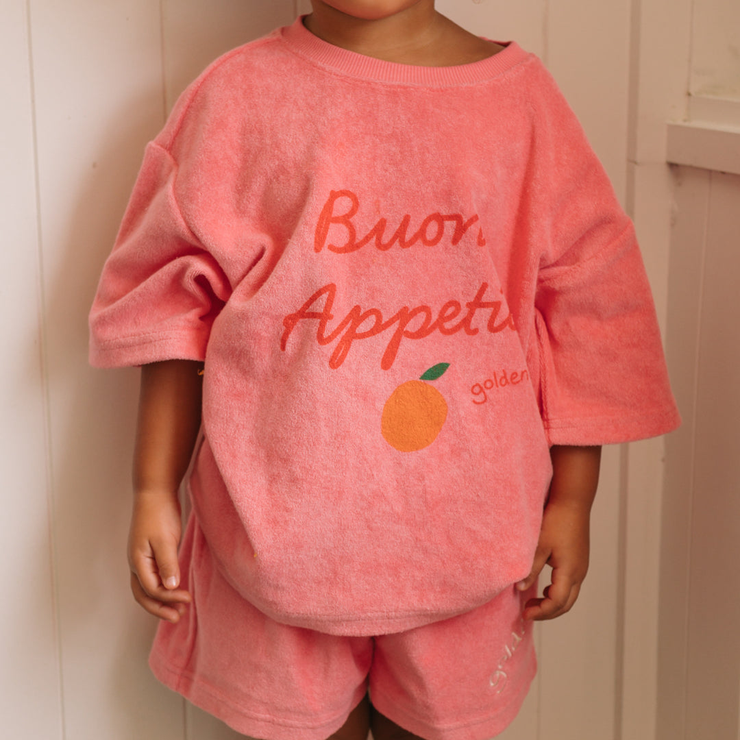 Buon Appetito Mid Sleeve Tee Terry Towel Meringue Pink