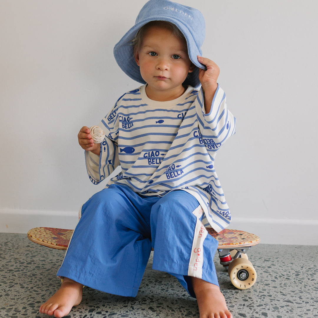 Ciao Bella Pesci Mid Sleeve Tee Buttercream Stripe