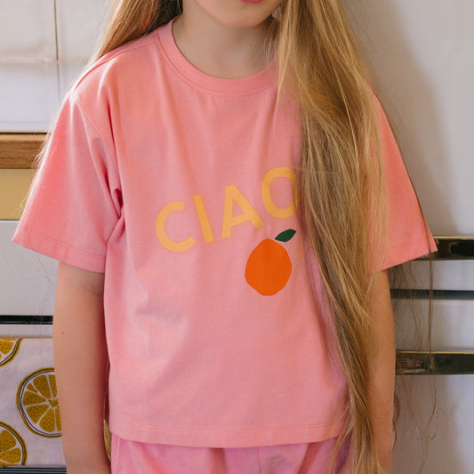 Ciao Mid Sleeve Tee Pink Icing