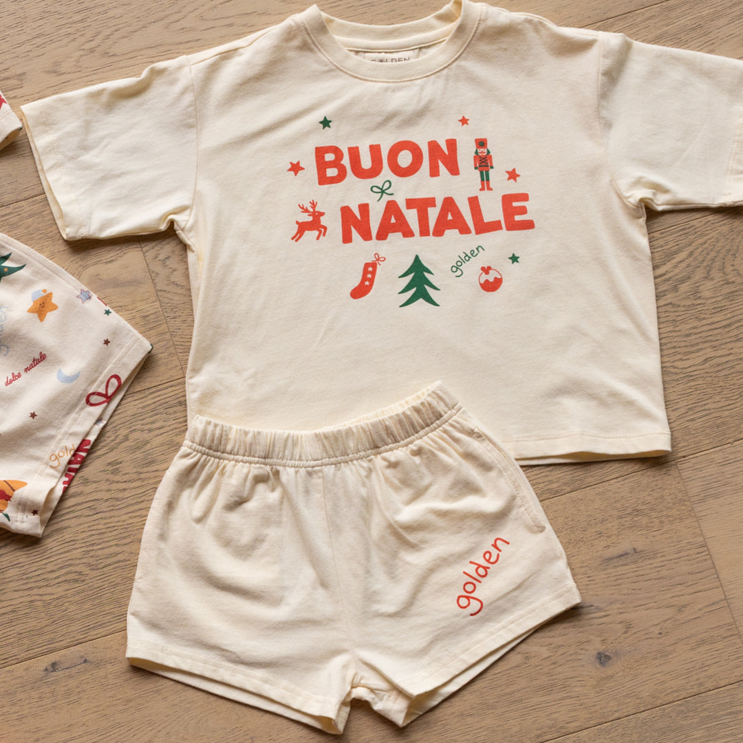 Buon Natale Christmas Set (T-shirt & Shorts) Buttercream