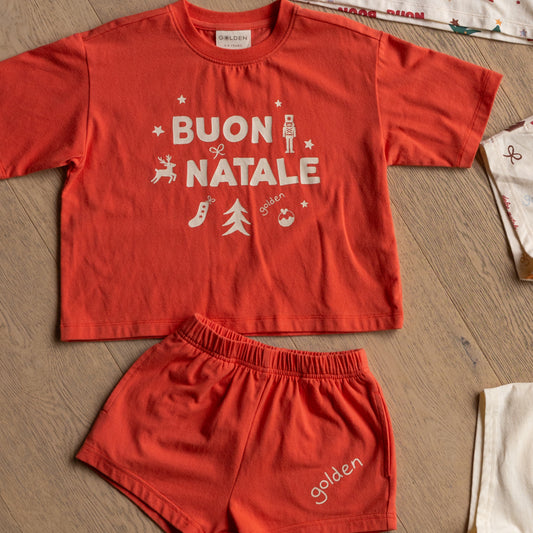 Buon Natale Christmas Set (T-shirt & Shorts) Candy Apple