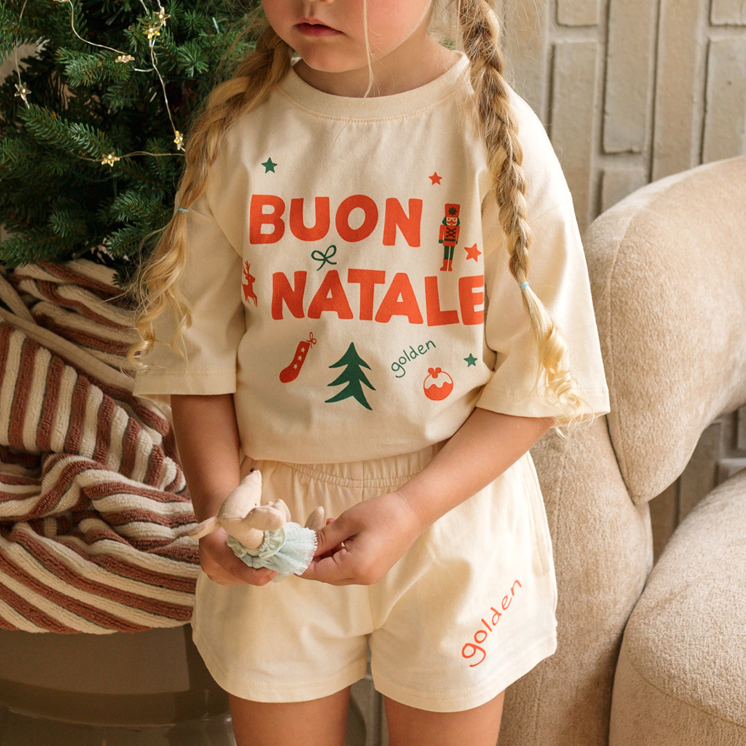 Buon Natale Christmas Set (T-shirt & Shorts) Buttercream