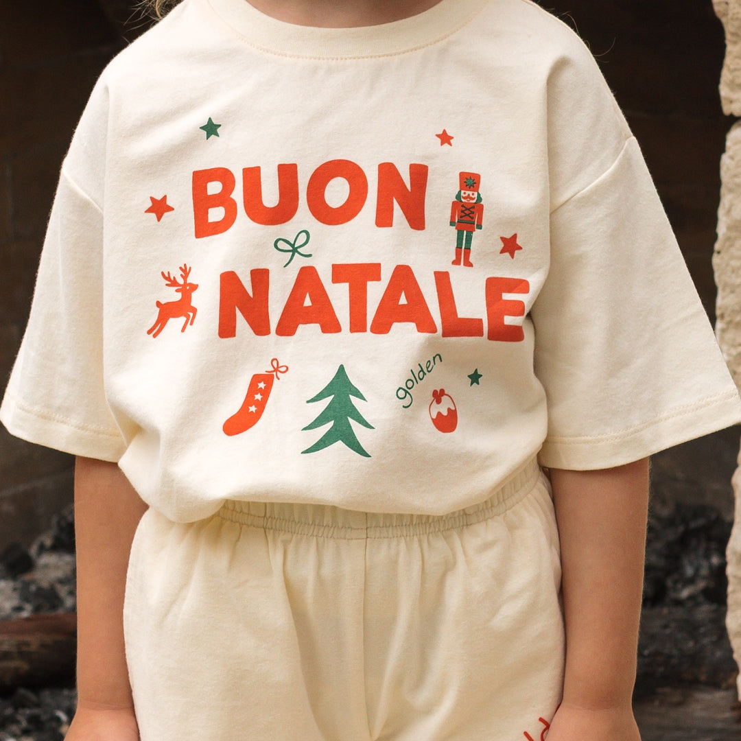 Buon Natale Christmas Set (T-shirt & Shorts) Buttercream