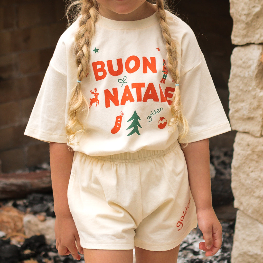 Buon Natale Christmas Set (T-shirt & Shorts) Buttercream
