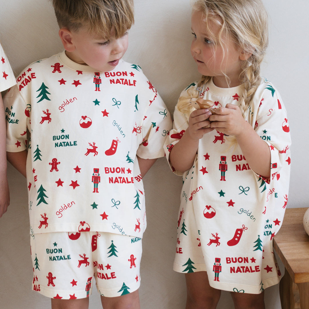 Buon Natale Christmas Nightie Yardage Buttercream