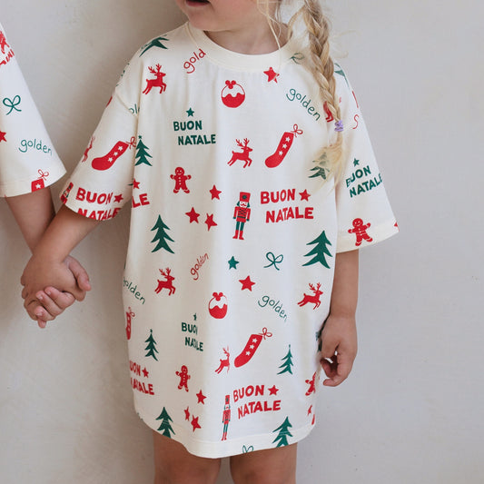 Buon Natale Christmas Nightie Yardage Buttercream