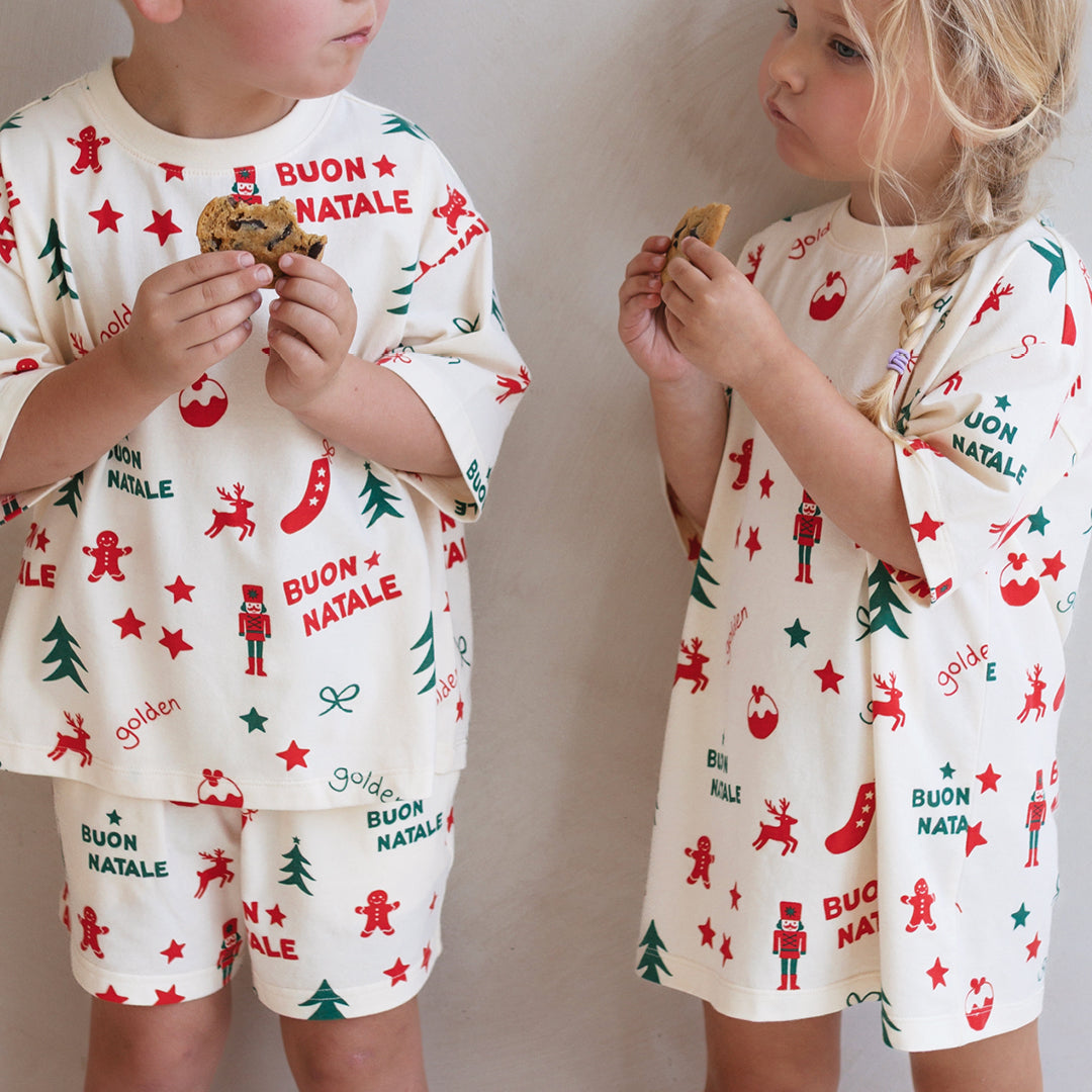 Buon Natale Christmas Nightie Yardage Buttercream