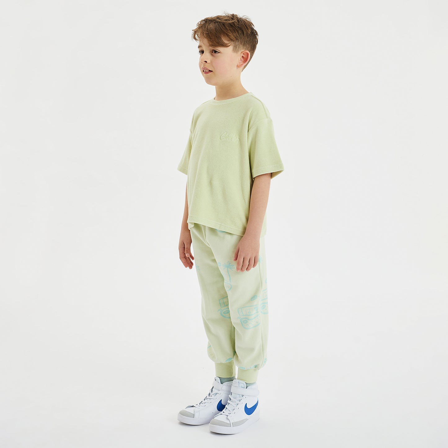 Golden Mid Sleeve Tee Terry Towel Lime Drop