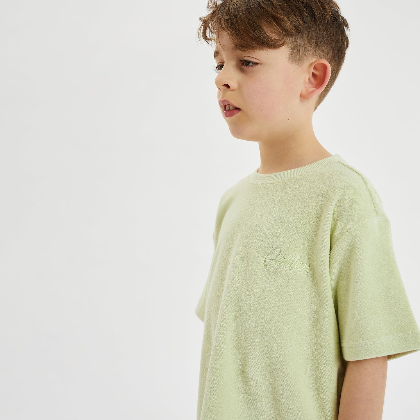 Golden Mid Sleeve Tee Terry Towel Lime Drop