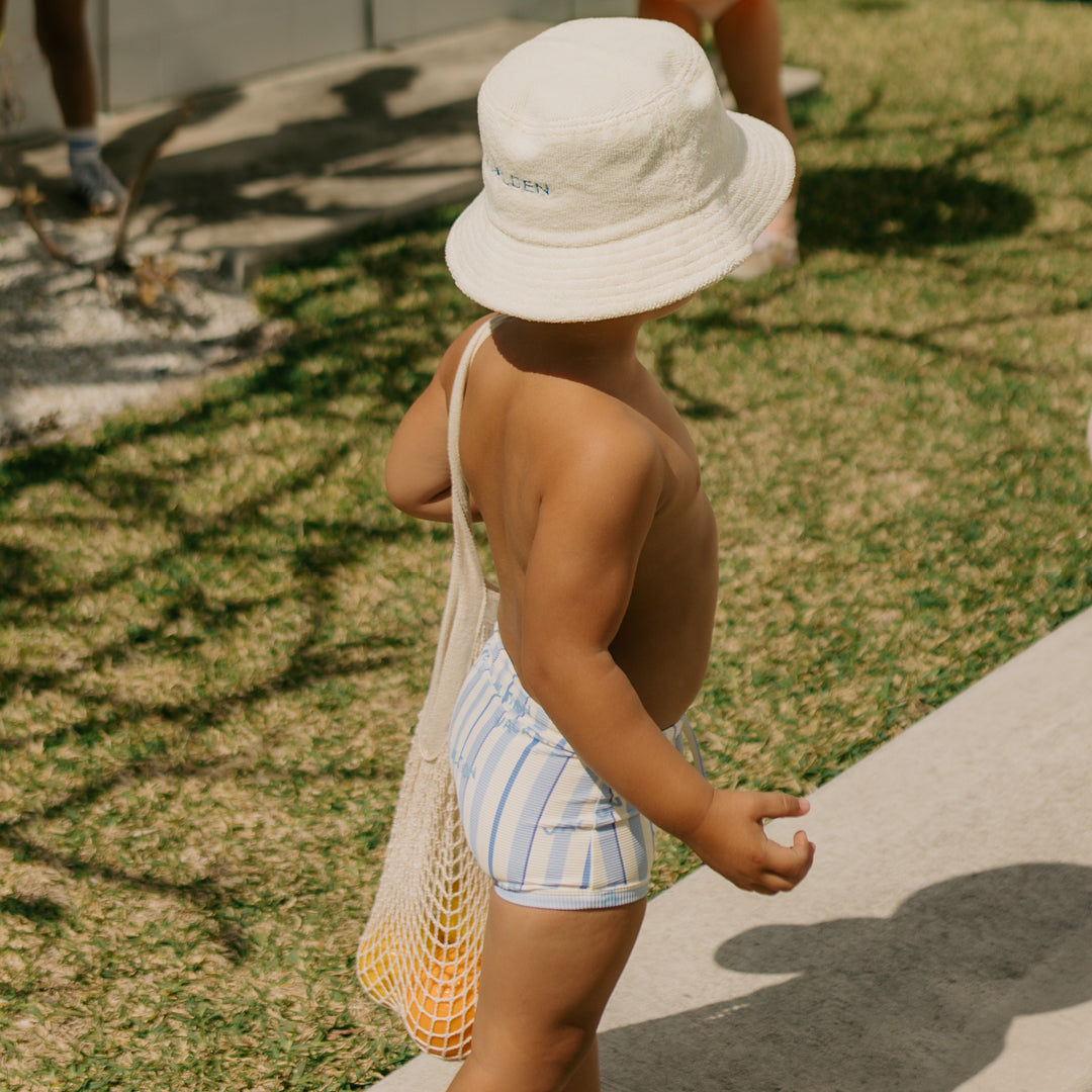 Vacation Swim Trunks Boca Raton Stripe