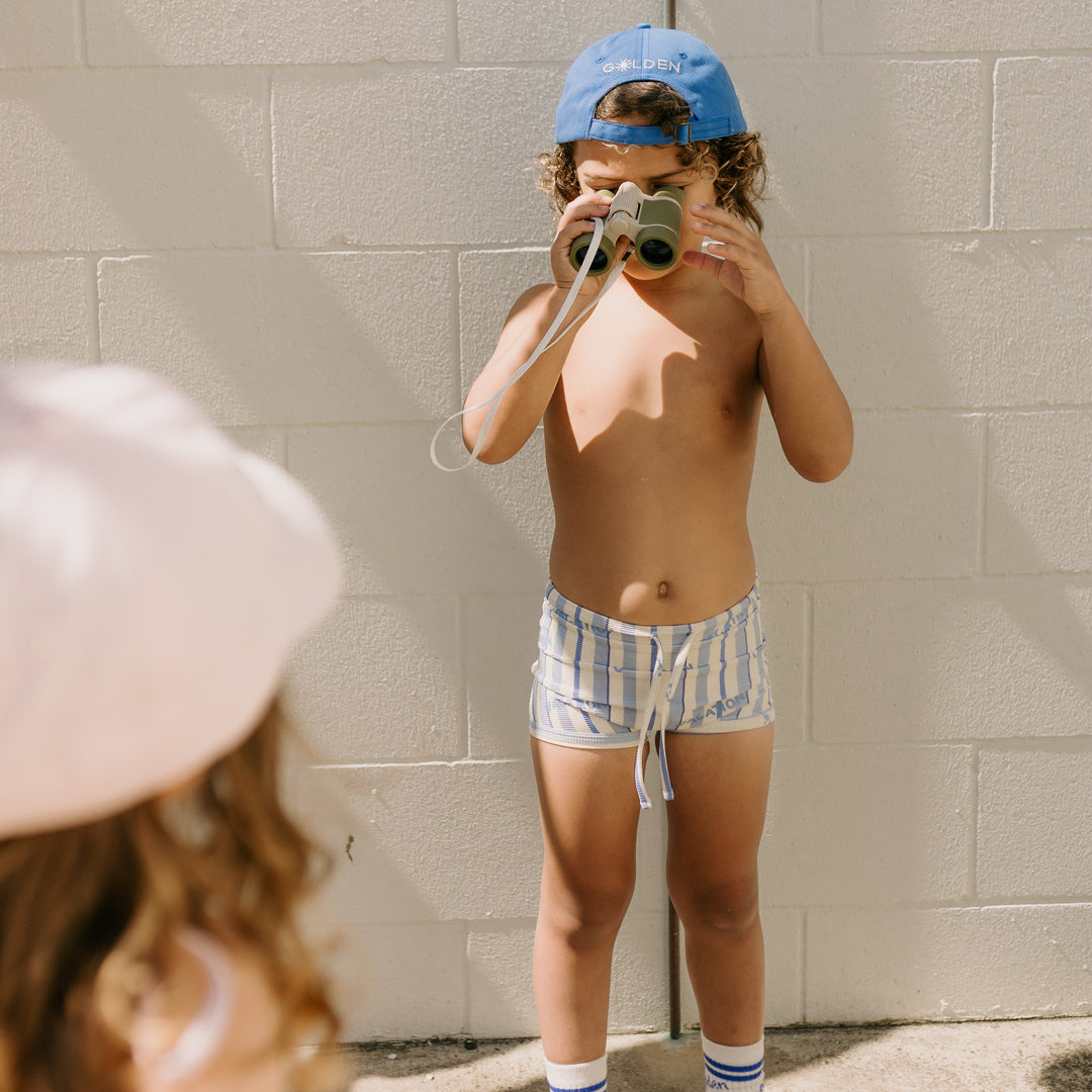 Vacation Swim Trunks Boca Raton Stripe