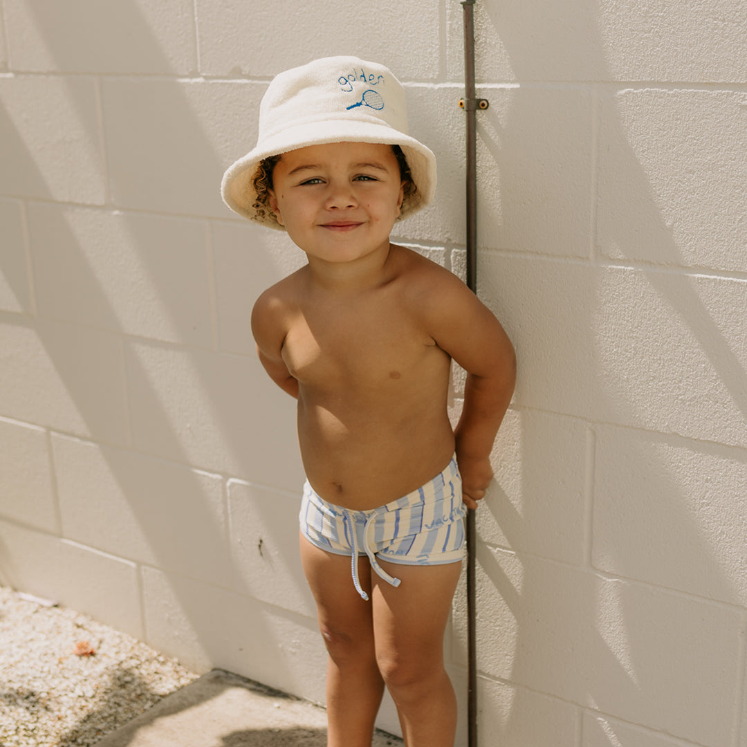 Vacation Swim Trunks Boca Raton Stripe