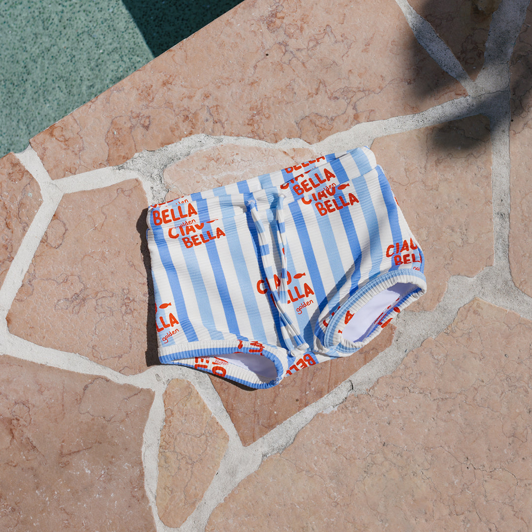Ciao Bella Swim Trunks Buttercream / Pool Blue Stripe