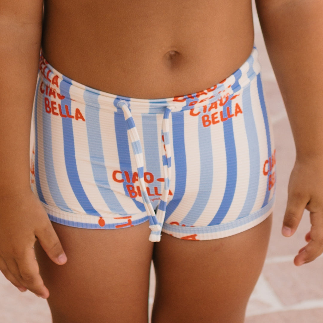 Ciao Bella Swim Trunks Buttercream / Pool Blue Stripe