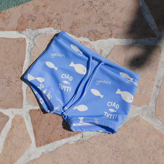 Ciao Tutti Pesci Swim Trunks Pool Blue