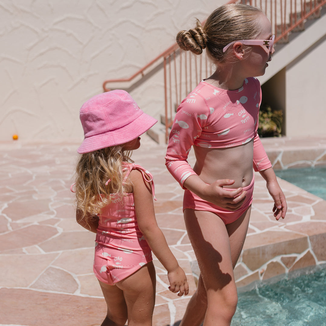 Ciao Tutti Pesci Cropped Swim Top Pink Icing