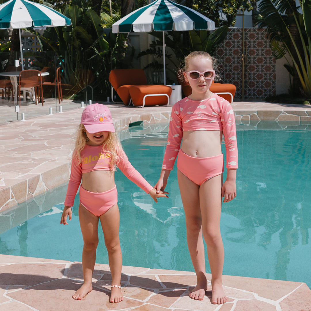 Ciao Tutti Pesci Cropped Swim Top Pink Icing