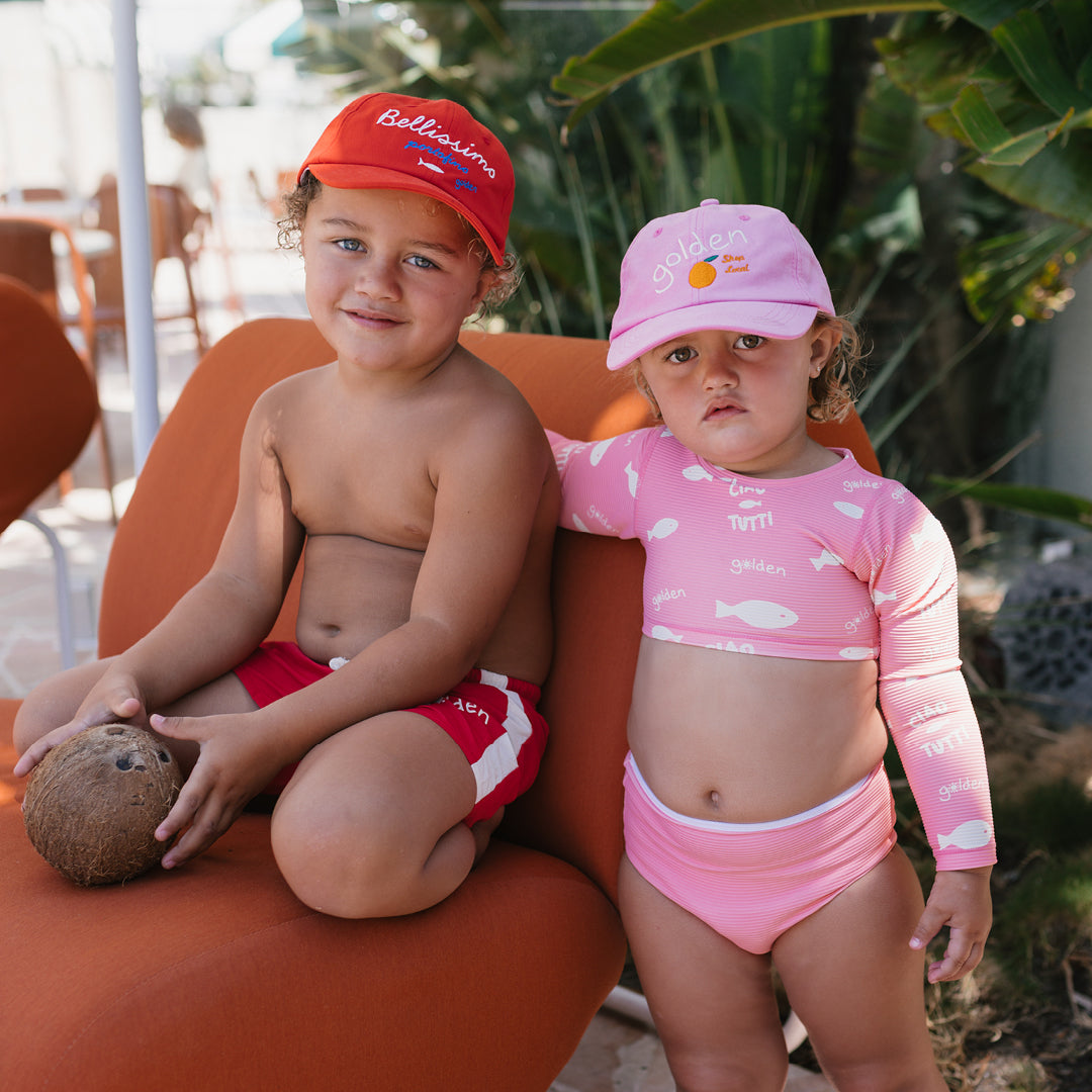 Ciao Tutti Pesci Cropped Swim Top Pink Icing