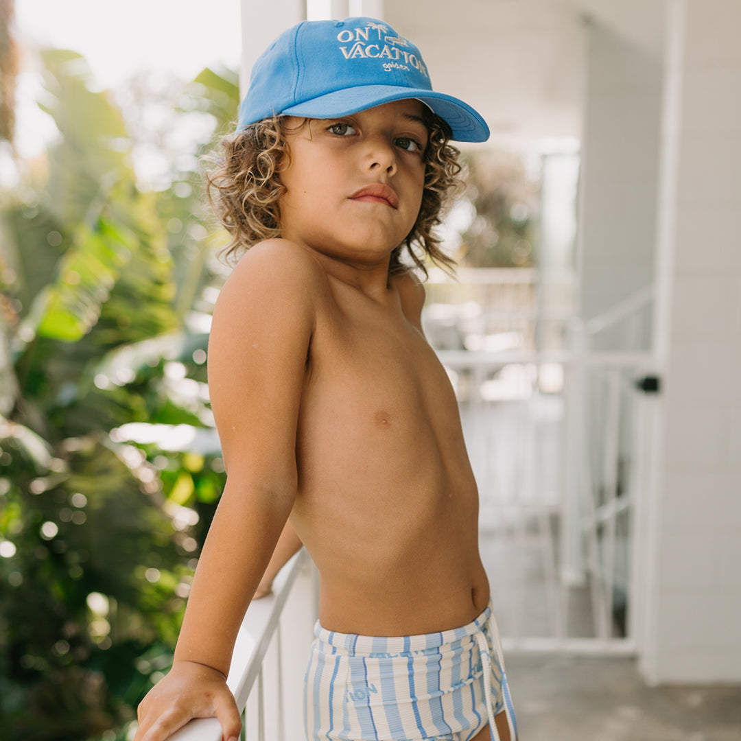 Vacation Swim Trunks Boca Raton Stripe