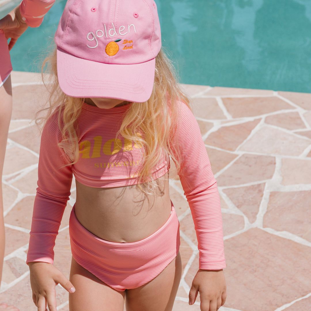 Aloha Cropped Swim Top Pink Icing