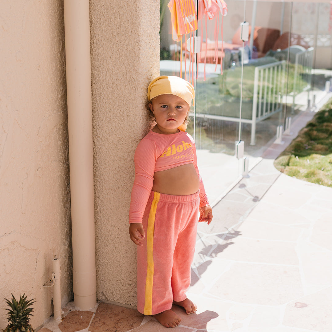 Aloha Cropped Swim Top Pink Icing