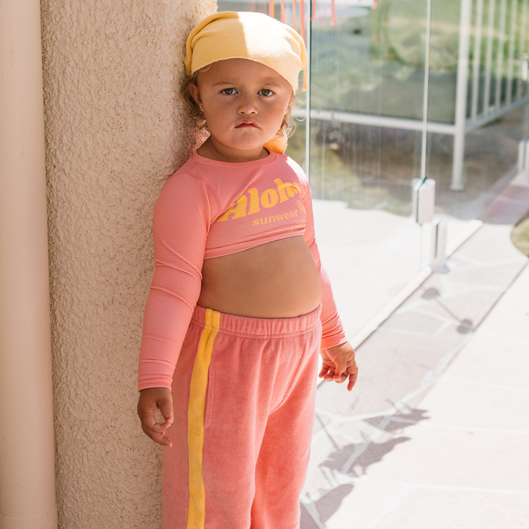 Aloha Cropped Swim Top Pink Icing