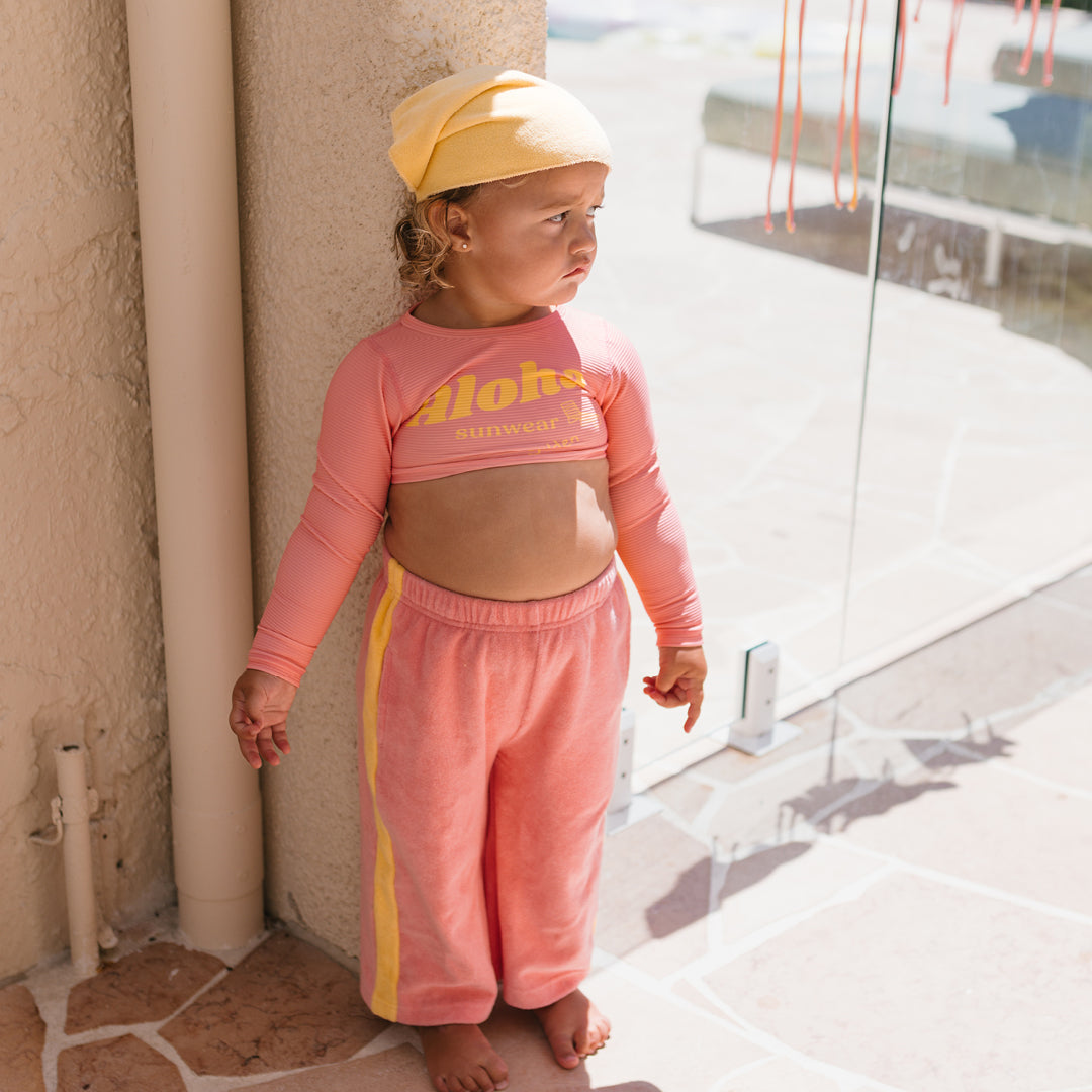 Aloha Cropped Swim Top Pink Icing