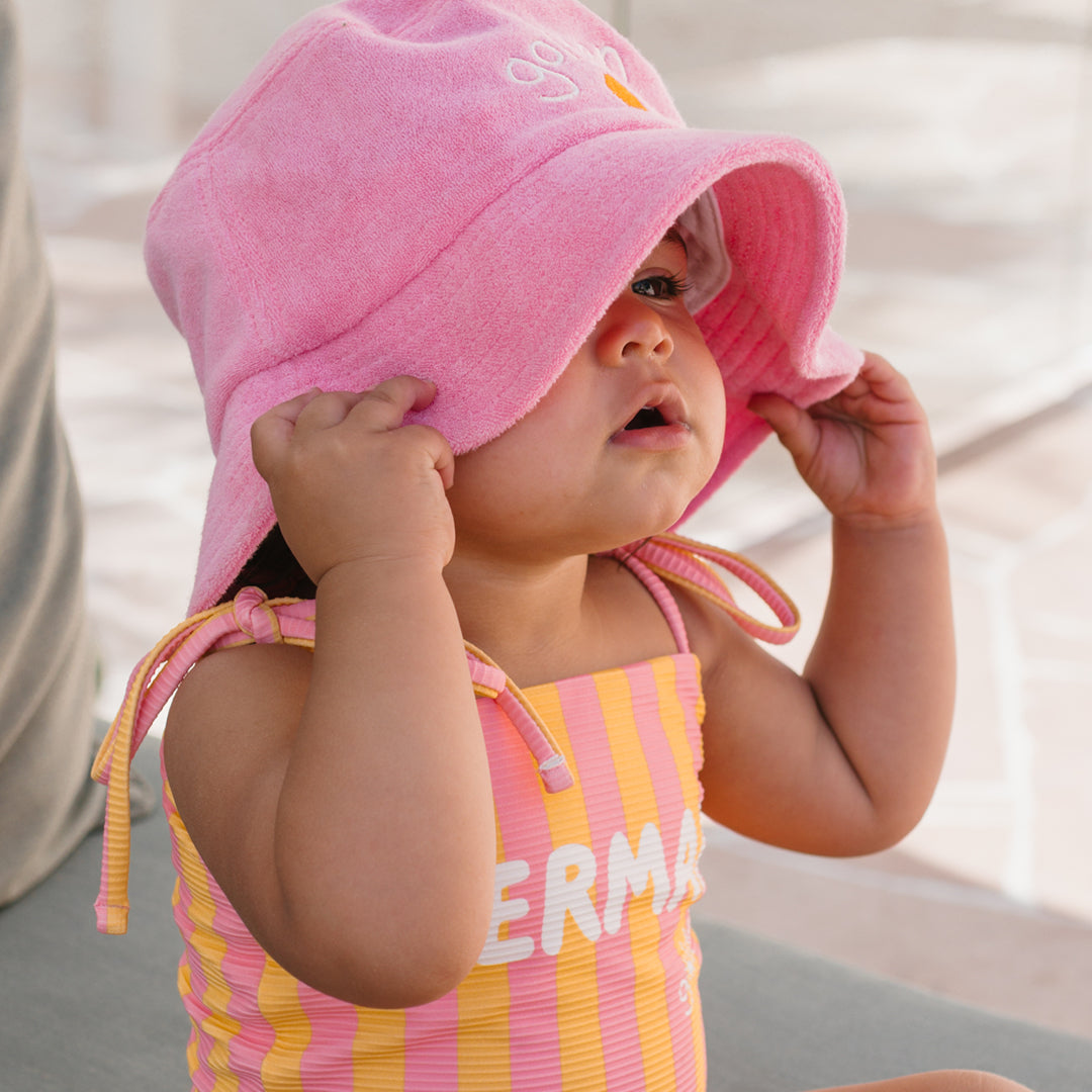 Mermaid One Piece Swimsuit Pink Icing / Mango Stripe