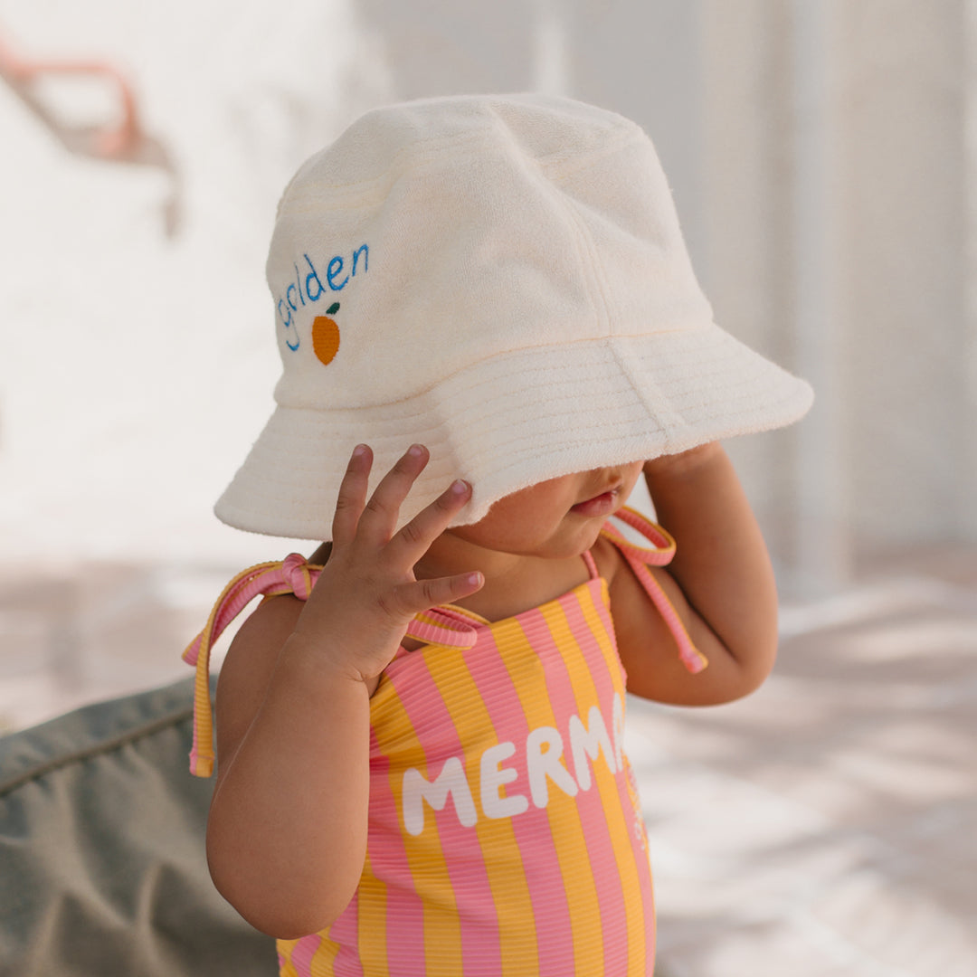 Retro Golden Orange Bucket Hat Cream