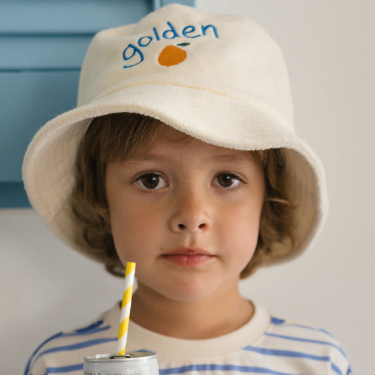 Retro Golden Orange Bucket Hat Cream
