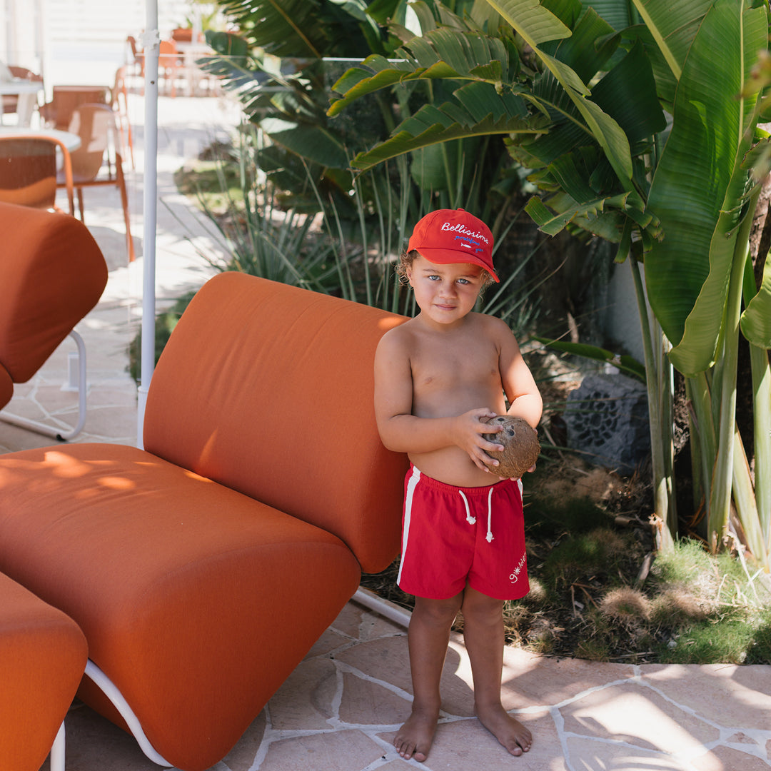 Golden Retro Board Shorts Warm Red