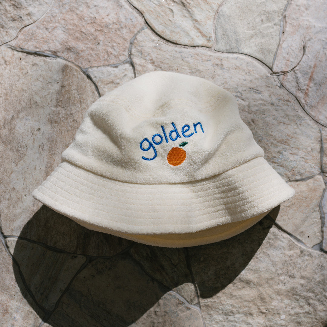 Retro Golden Orange Bucket Hat Cream