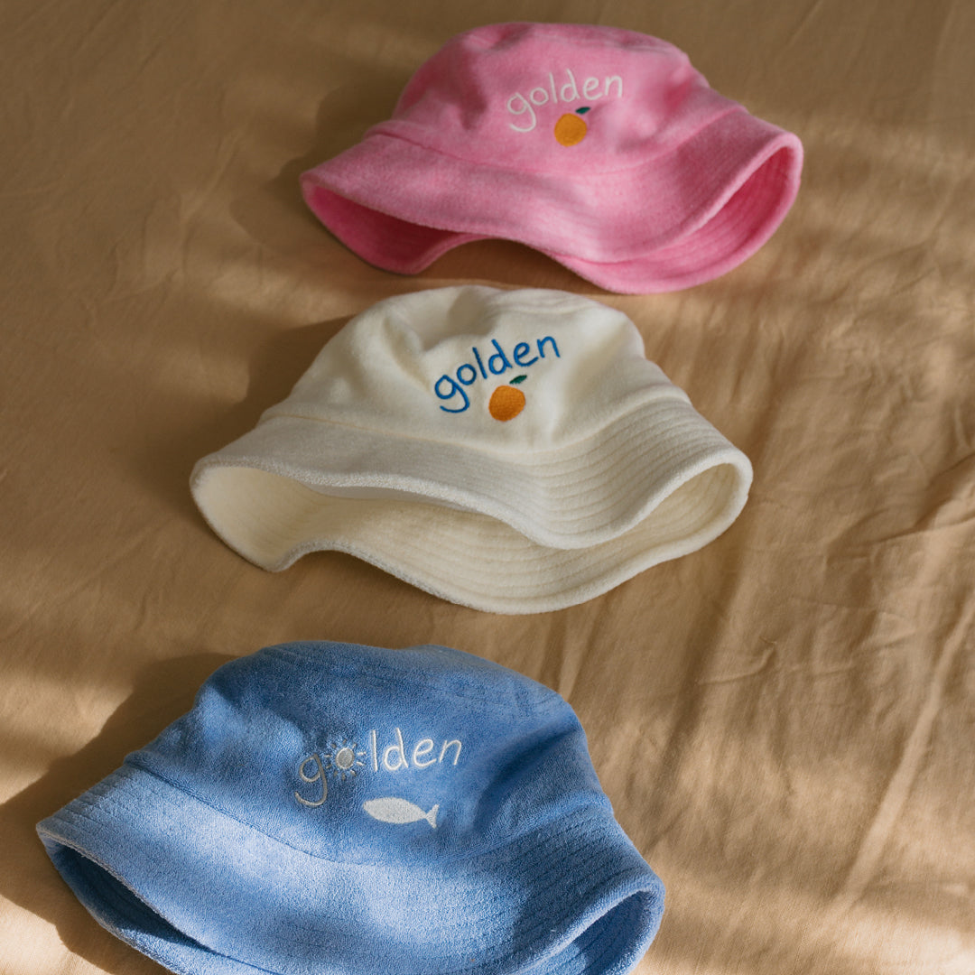 Retro Golden Orange Bucket Hat Cream