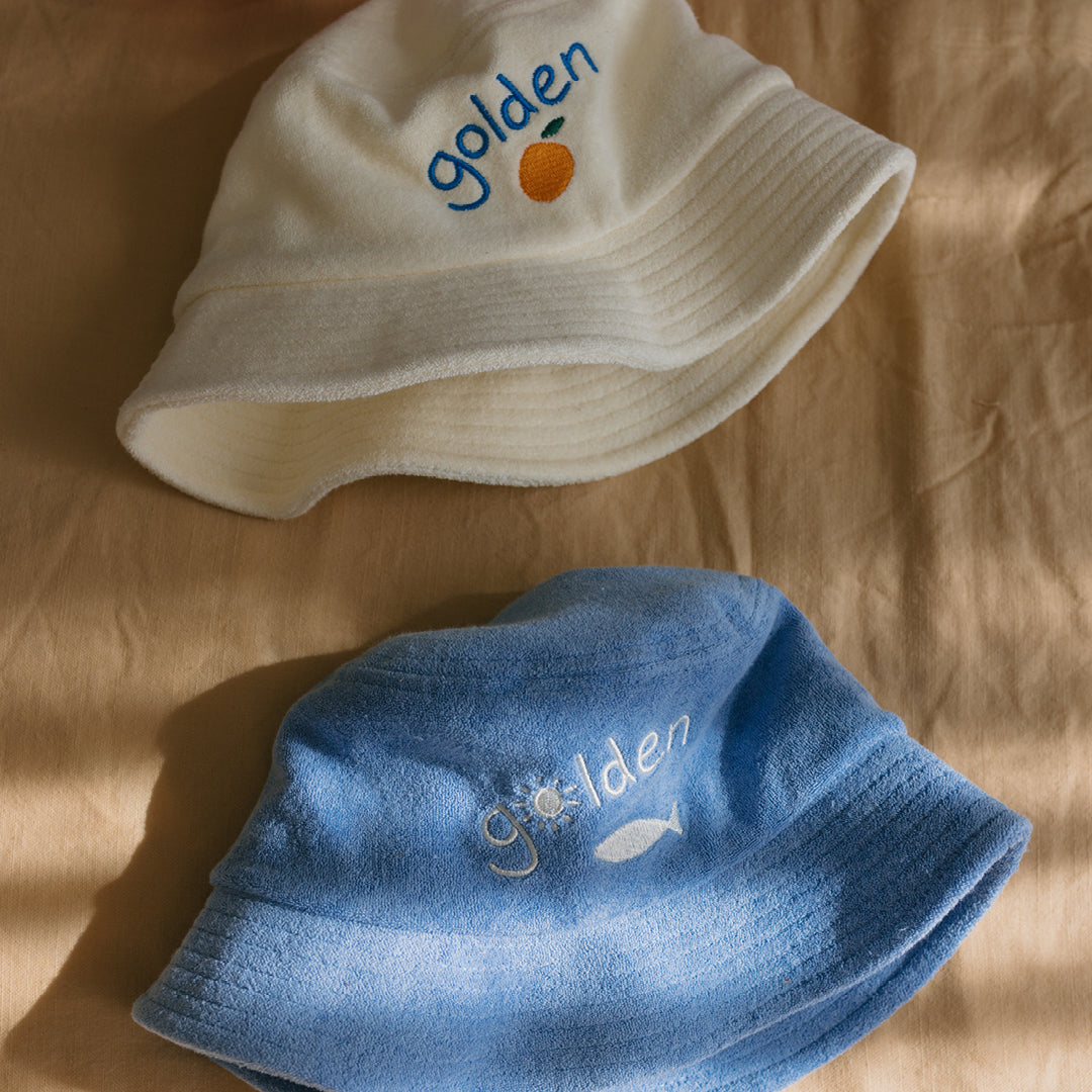 Retro Golden Orange Bucket Hat Cream