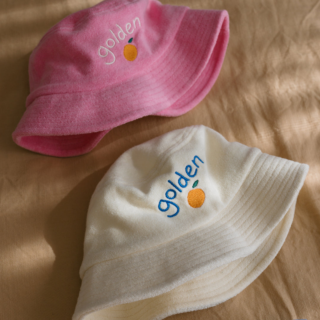 Retro Golden Orange Bucket Hat Cream