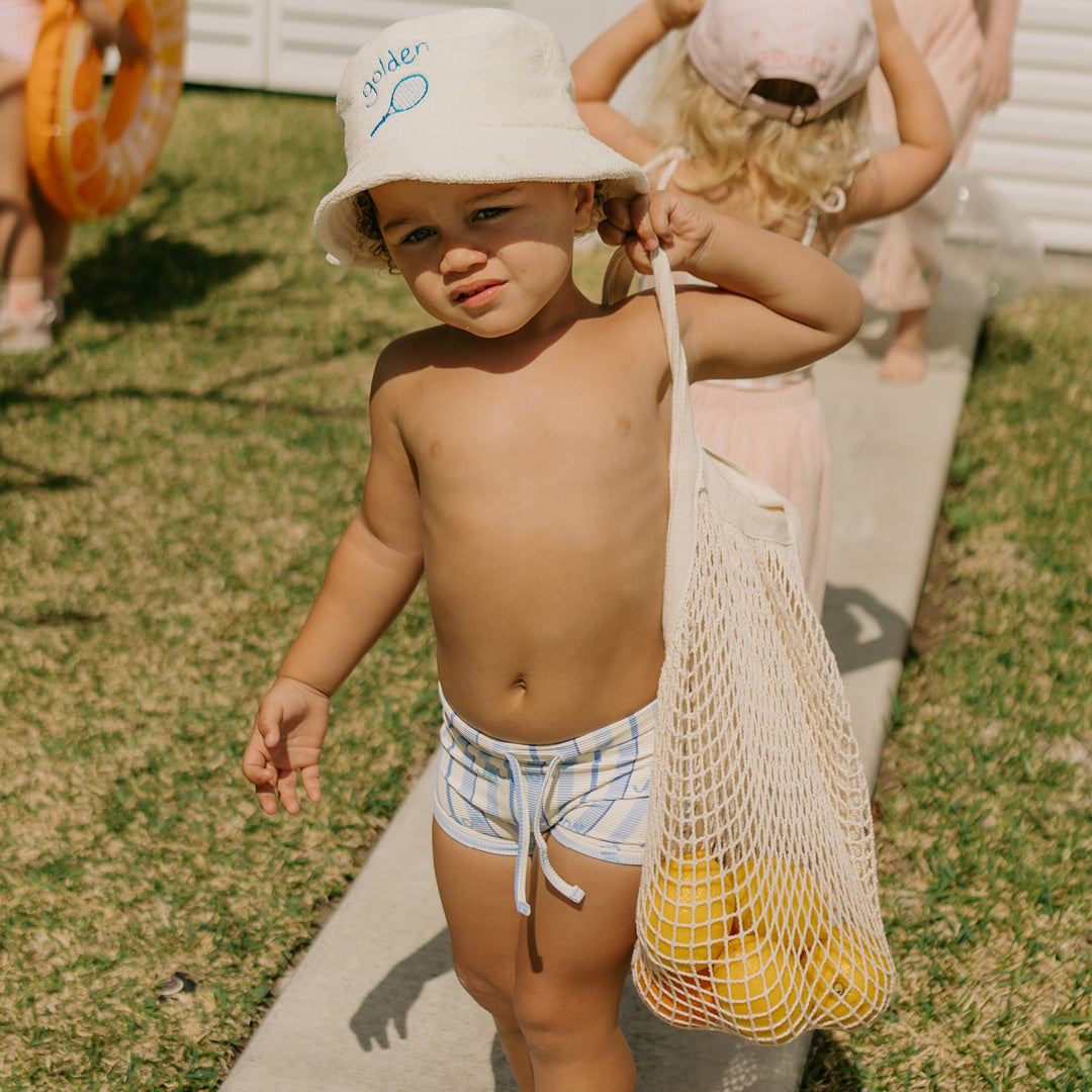 Vacation Swim Trunks Boca Raton Stripe