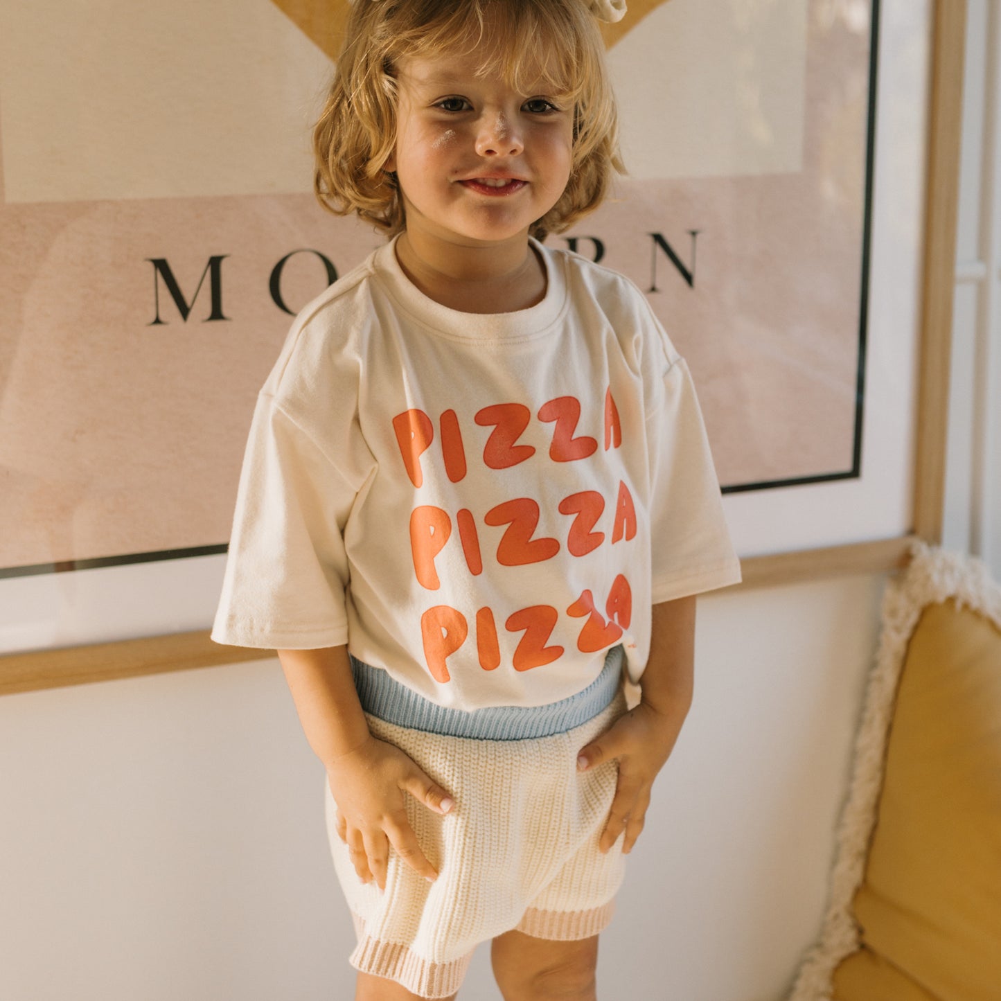 Pizza Mid Sleeve Tee Eggnog