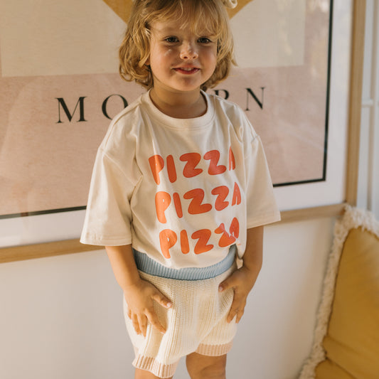 Pizza Mid Sleeve Tee Eggnog