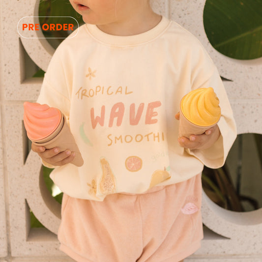 PRE ORDER Tropical Wave Mid Sleeve Tee Vanilla Parfait