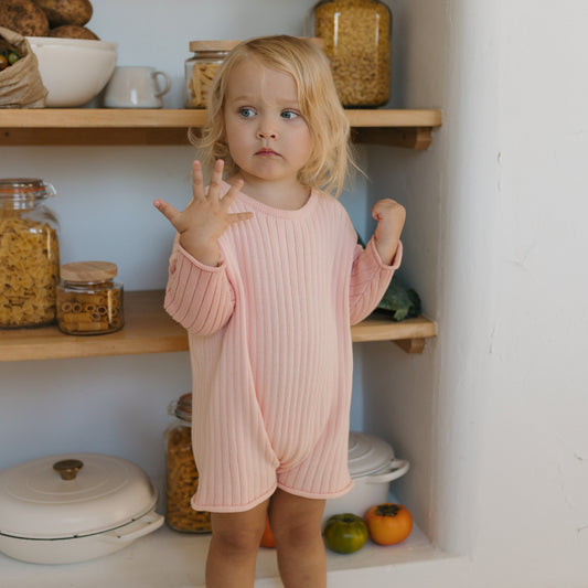 Golden Knit Romper Strawberry Sundae