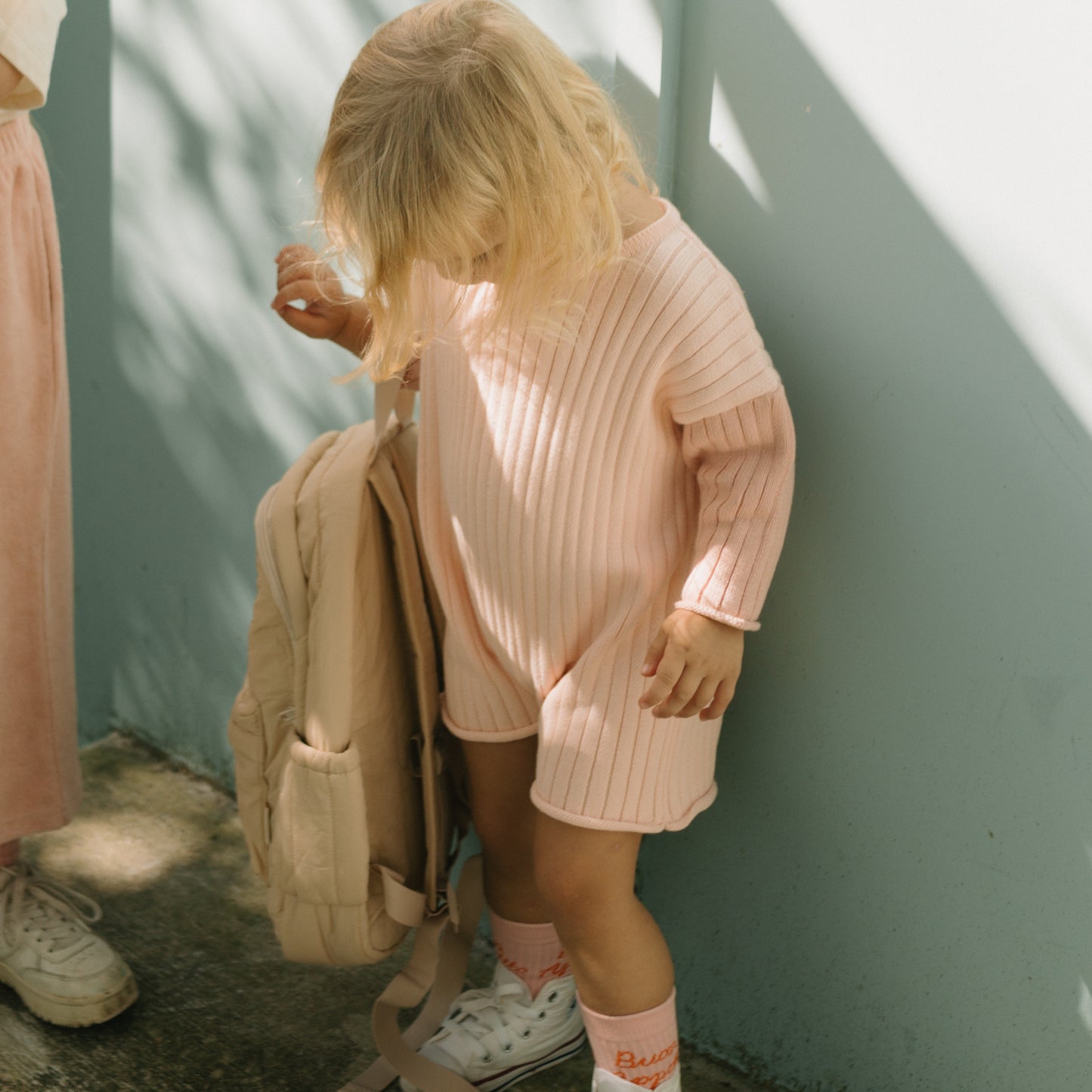 Golden Knit Romper Strawberry Sundae