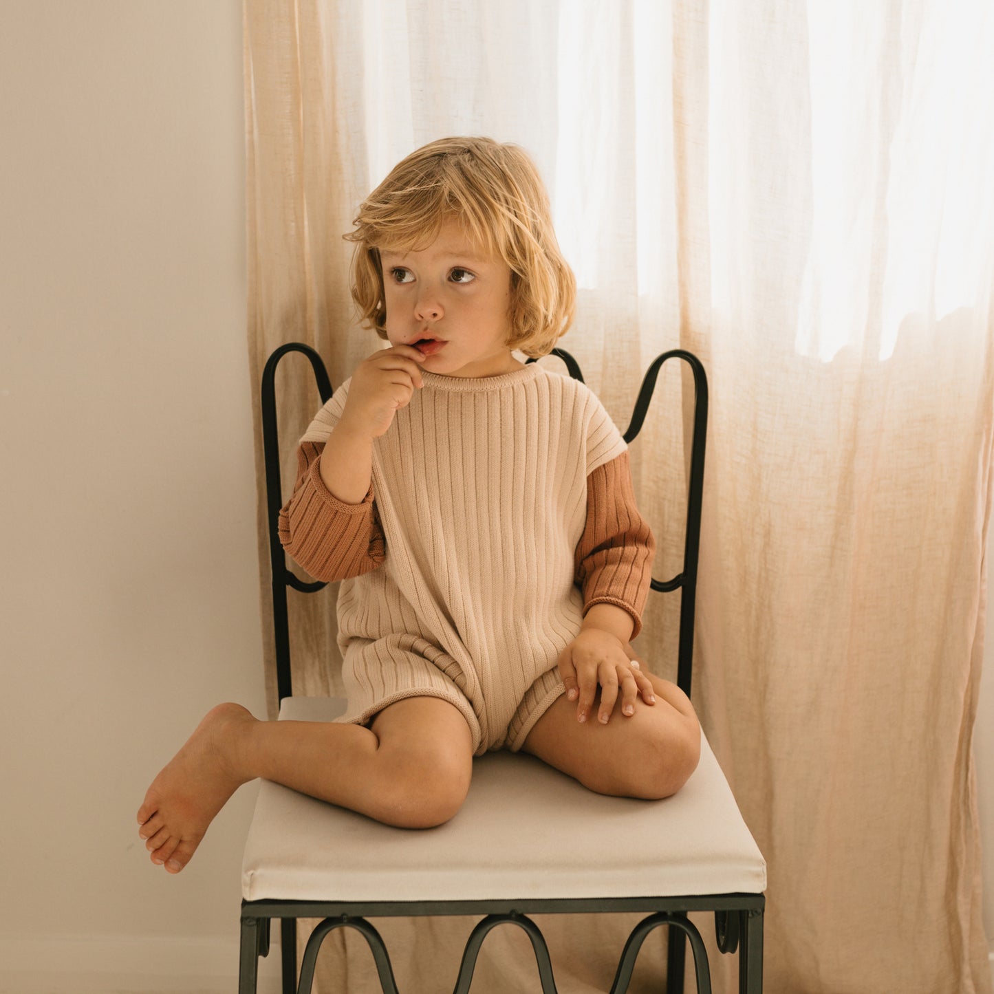 Golden Knit Romper Caramel Sundae