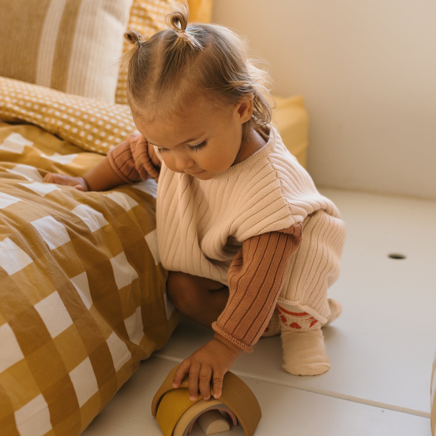 Golden Knit Romper Caramel Sundae