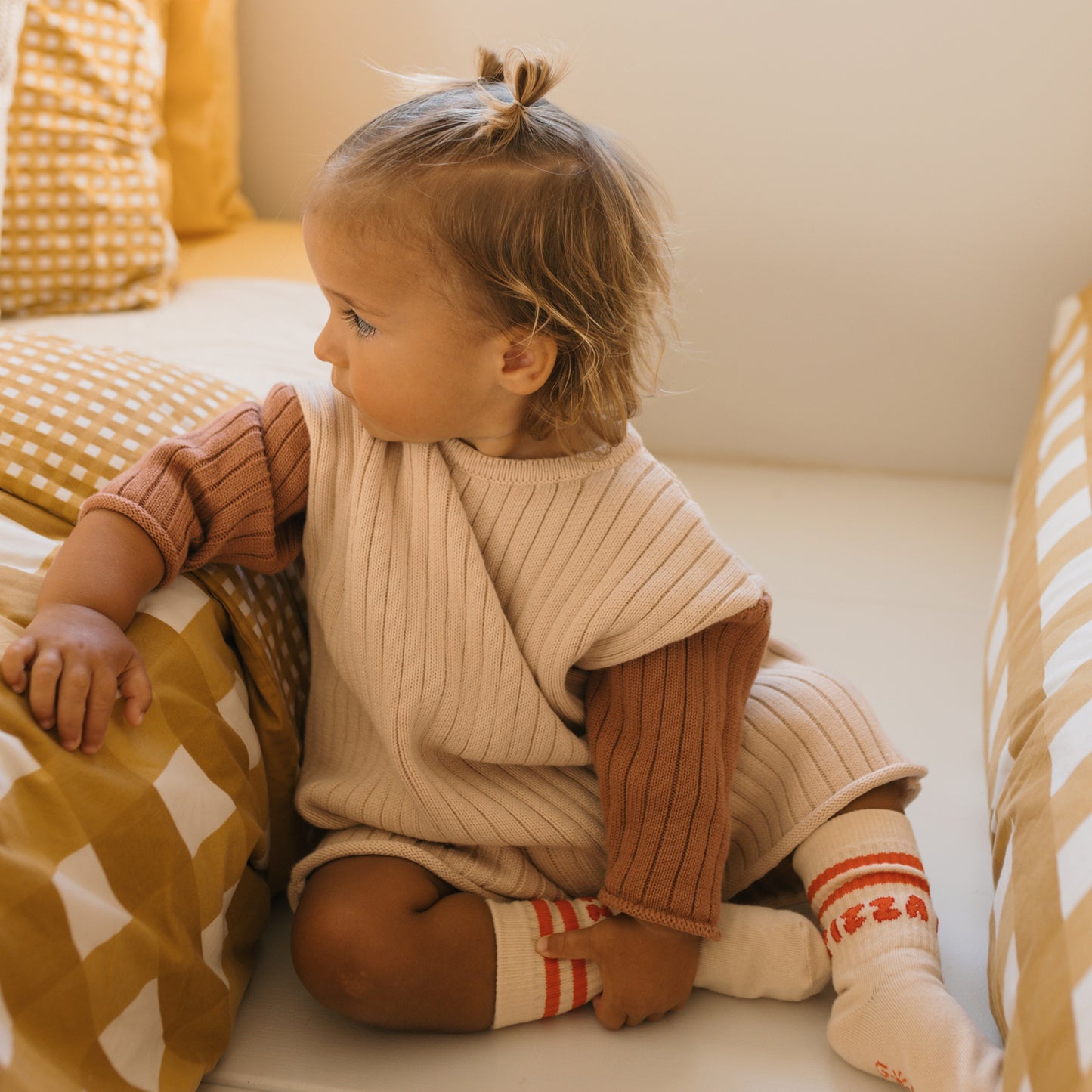 Golden Knit Romper Caramel Sundae